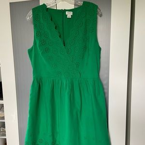 J. Crew emerald green eyelit dress